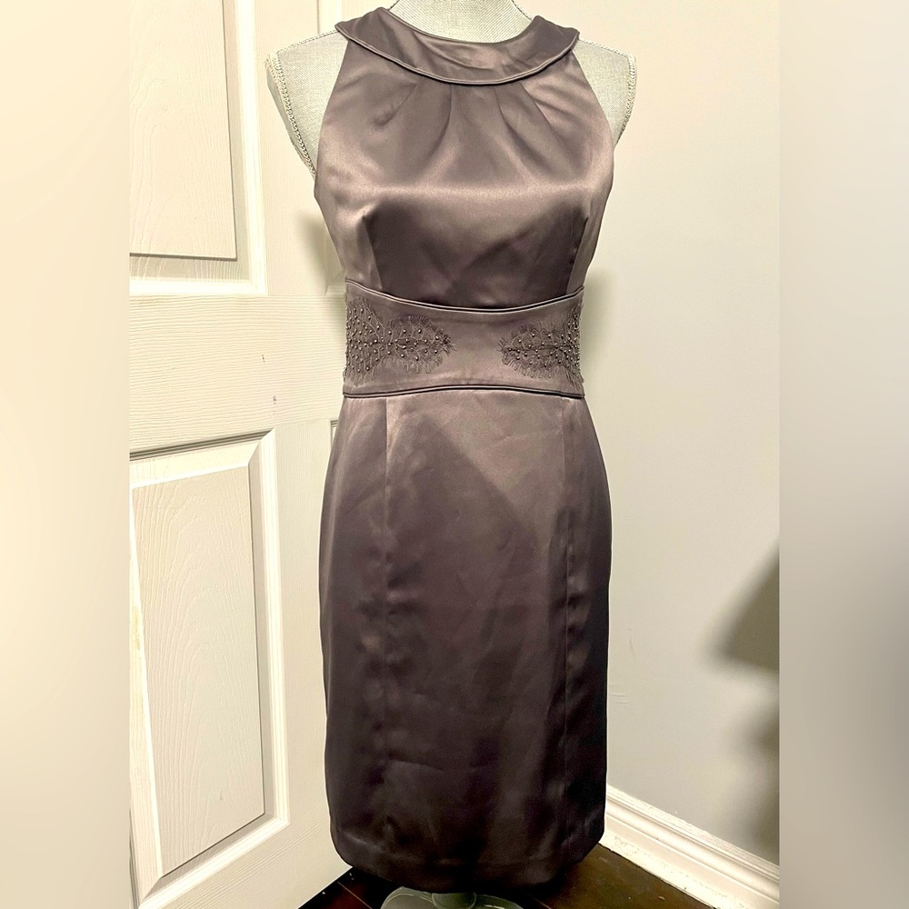 RW&Co Special Occasions grey satin dress size 2 NWOT